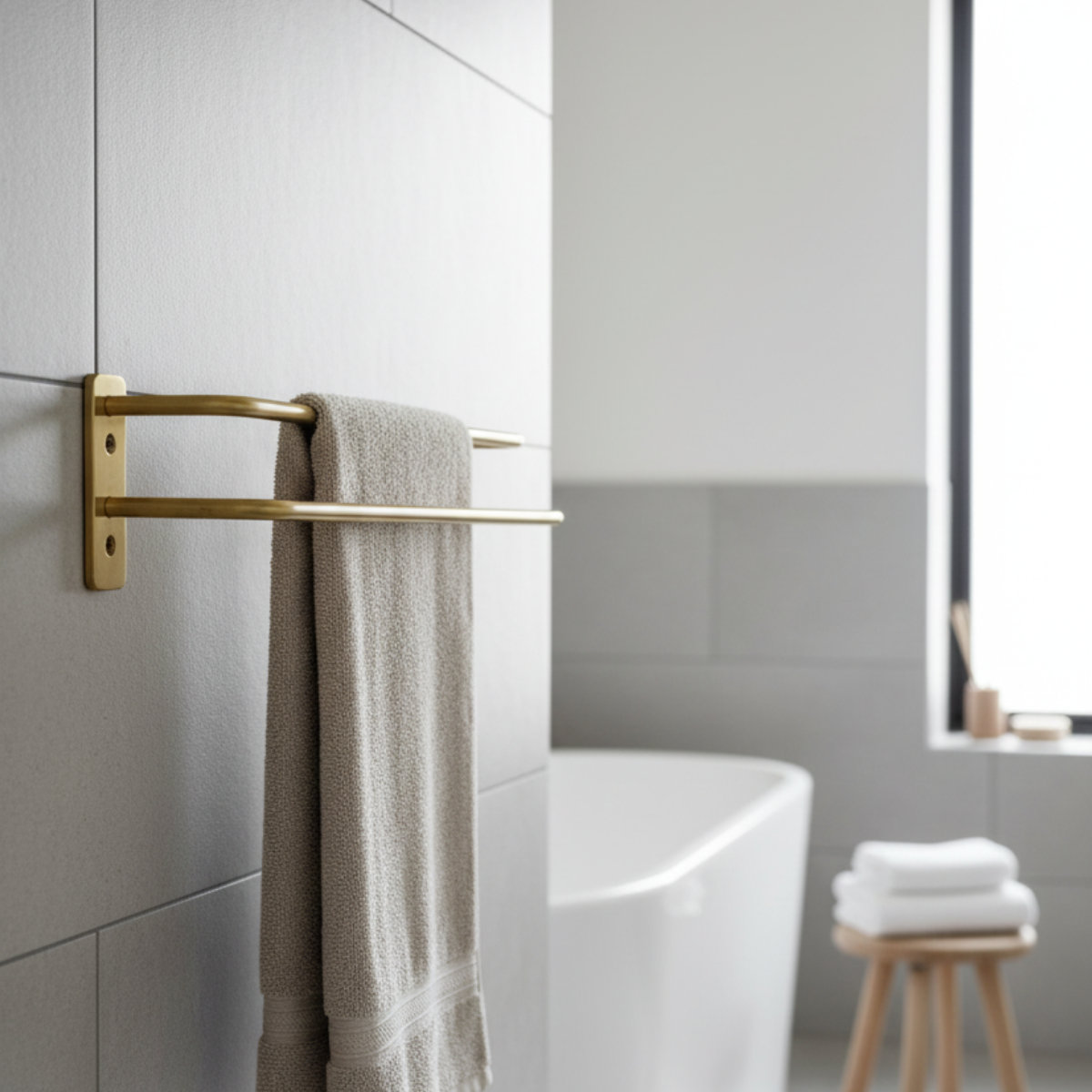 Håndklædeholder, børstet messing