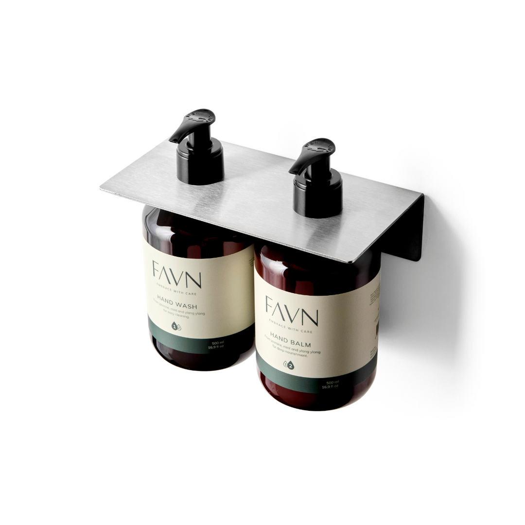 Soap holder for 2 bottles, solid brass