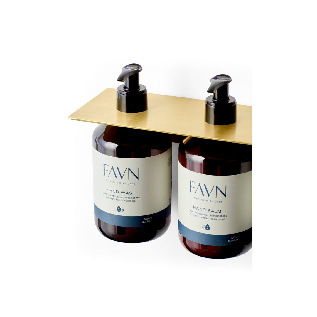 Soap holder for 2 bottles, solid brass